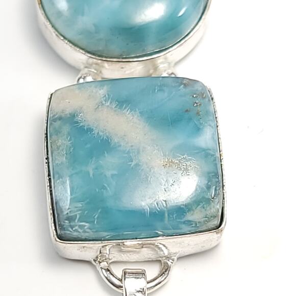 Serene Trio Larimar Sterling Pendant (2.5") on 18" Chain - Picture 5 of 10